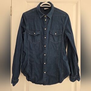 Women's Twik Dark Blue Denim Shirt - Large